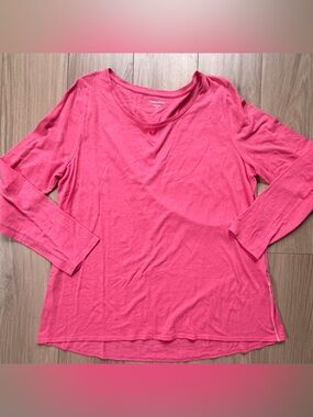 Eileen Fisher, pink crewneck, long sleeve shirt, organic cotton size large